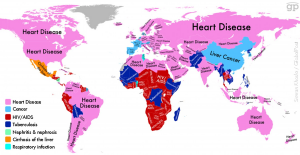 Основные риски смерти в разных странах на карте мира